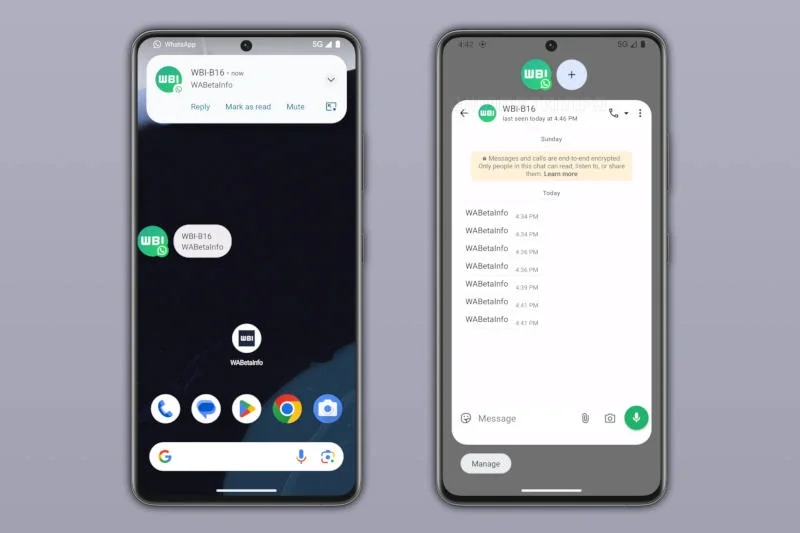 "Android" üçün "WhatsApp" tətbiqinə "Qabarcıqlar" bildiriş formatı əlavə edilir