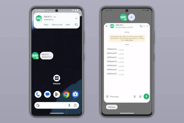 "Android" üçün "WhatsApp" tətbiqinə "Qabarcıqlar" bildiriş formatı əlavə edilir