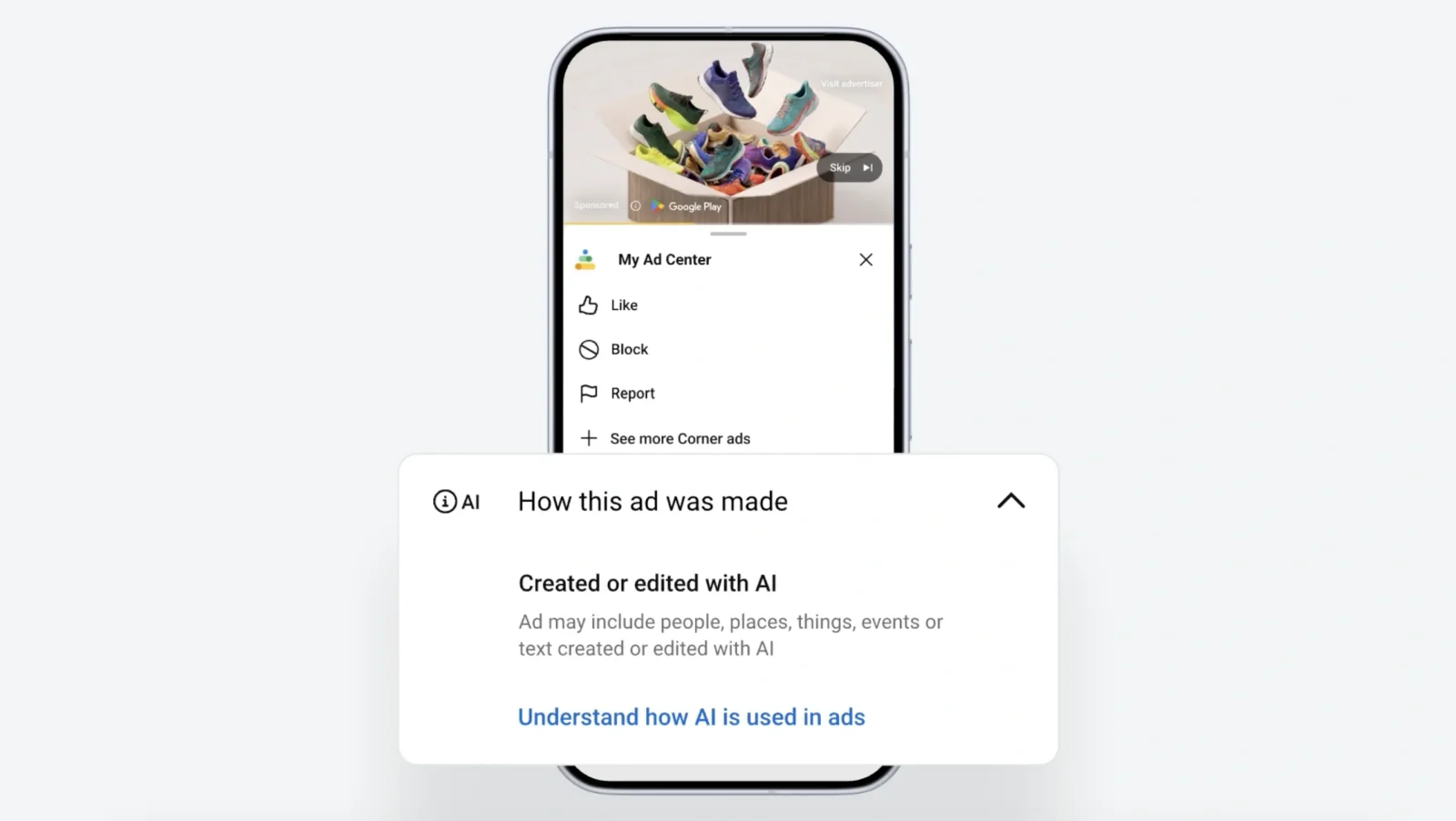 Google reklamların süni intellekt vasitəsilə yaradıldığını bildirməyə başlayır