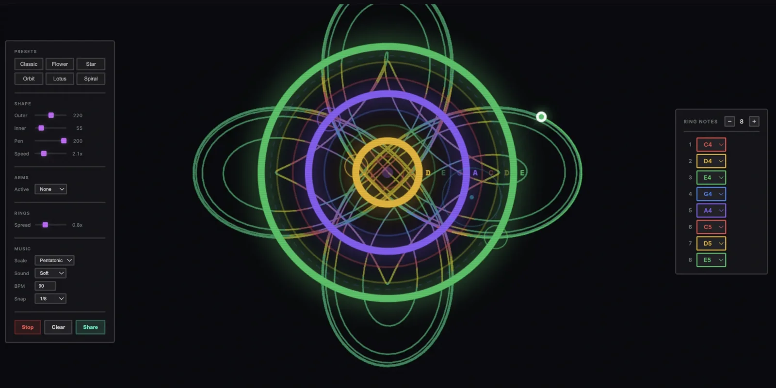 Musical Spirograph: Brauzerinizdə həndəsi naxışlar və musiqi yaradın