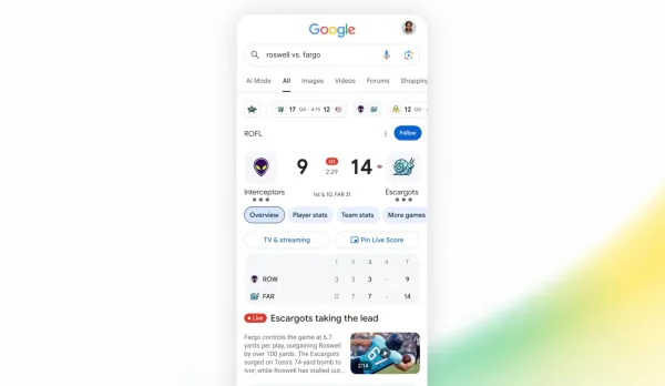 Google axtarış sistemi NFL oyunları üçün canlı yenilənmə funksiyasını istifadəyə verib
