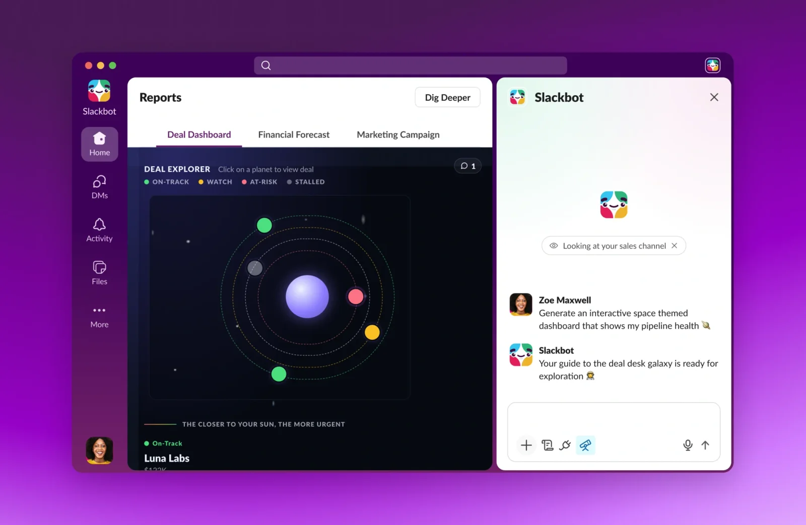 Slack istifadəçilərə çat daxilində interaktiv hesabatlar və panellər yaratmağa imkan verəcək